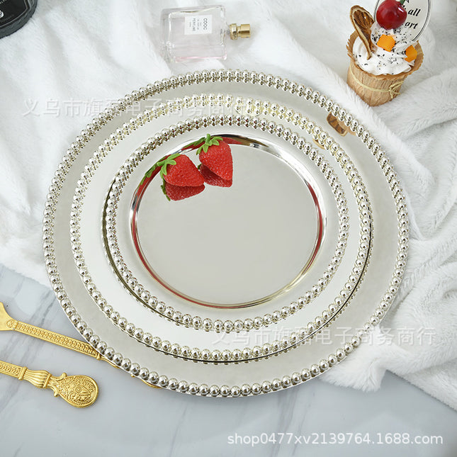 European High-End Metal Round Tray Fruit Cake Plate Baking Afternoon Tea Party Ktv Wedding Table Supplies