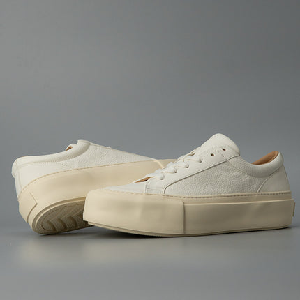 Thick Sole Board Shoes No. 2 New Business White Casual Simple Trendy Shoes Cowhide Men's Explosive Genuine Leather Low-top Board Shoes