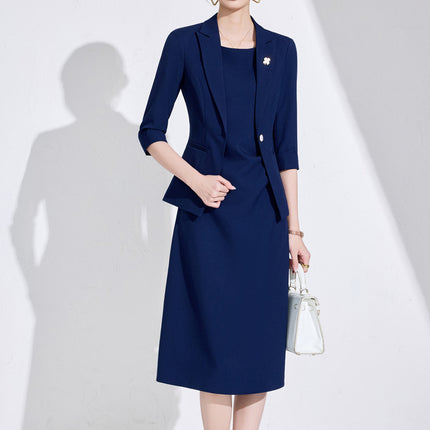 Blue Professional dress Women's Spring and Summer High Sense Host Formal Occasion Business Suit Skirt Two-piece Suit