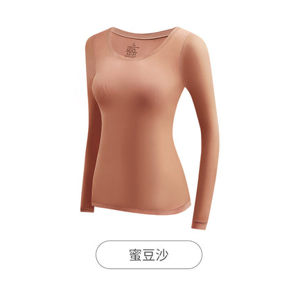 22199 Fall/Winter Bose Women's Ultra-thin Long-sleeved Non-marking Crewneck Bottoming Autumn Clothes suit for Warm Skin-beautifying Underwear