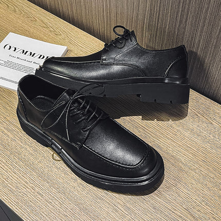Men's Shoes New British Men's Casual Business Formal Wear Thick Bottom Lace-up Youth Suit Leather Shoes Men's Korean Style WF596