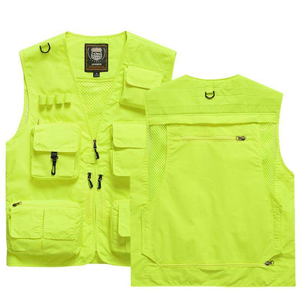 Summer New plus size Multi-pocket Custom Printing LOGO Vest Men's and Women's Vest Outdoor Photography Mountaineering Vest