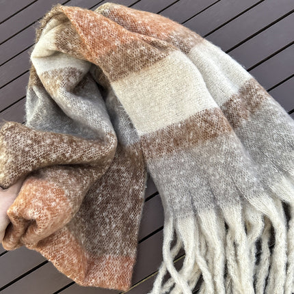 Unlimited Secret ~ dark blue light blue * striped thickened warm all-match scarf green autumn and winter couple plaid scarf