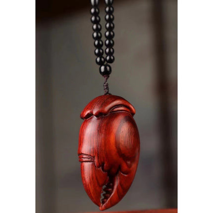 Lobular red sandalwood wood carving handle piece fortune pendant brave play piece text wealth pendant wood text play crafts