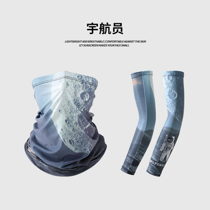Summer Sunscreen Riding Headscarf Men's Breathable Sweat Absorbing Sports Magic Headscarf UV Protection Extended Arm Set