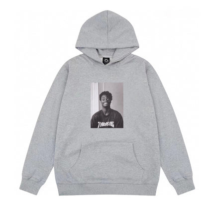 Heavy Thrasher Flame Hooded Unisex Sweatshirt American Style Cross-Border Casual Hoodie Trendy Brand Printed Loose Fleece-Lined