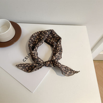 White Color Silk Scarf Printed High-grade All-match Accessories Neck Women's 2025 New Headband Tie Long Scarf