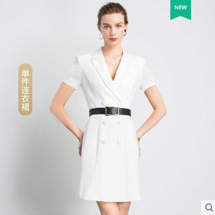 Spring and Autumn New Fashion double breasted suit collar dress domineering female president waist-tight professional women's dress overalls OL