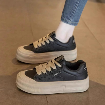 Desun Shoes Women's 2025 Spring and Autumn New All-match Platform Shoes Lace-up Casual Shoes Fashion Explosion Board Shoes Trendy