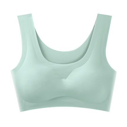 Summer Solid Color Ice Silk Seamless Women's Bra Breathable Beautiful Back Wrap Sports Yoga Sleep Girls Underwear