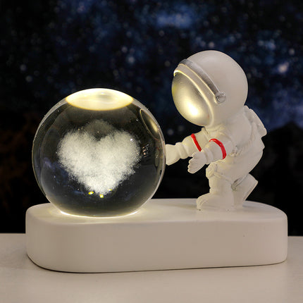 Creative Astronaut Crystal Ball Night Light Resin Crafts Desktop Ornaments Atmosphere Light Souvenir Birthday Gift