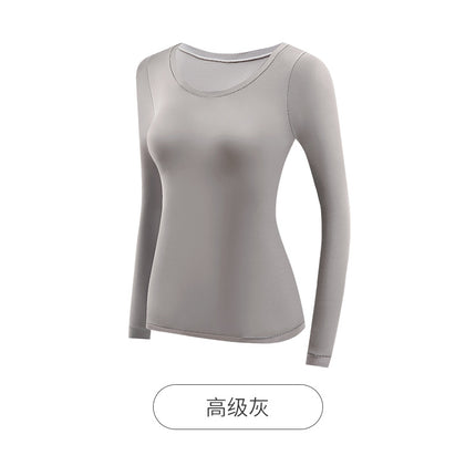 22199 Fall/Winter Bose Women's Ultra-thin Long-sleeved Non-marking Crewneck Bottoming Autumn Clothes suit for Warm Skin-beautifying Underwear
