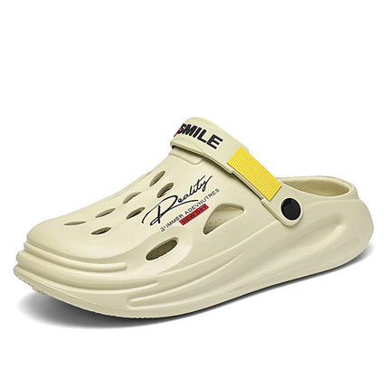 Cross-border plus size Hole Shoes Men's Trendy Wear-resistant Soft-soled Baotou Sandals Outer Wear Thick-soled Beach Men's Slippers Deodorant