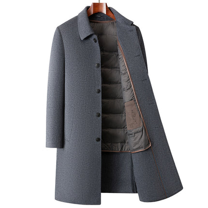 High-End Men's Double-Sided Cashmere Mid-Length Coat Autumn and Winter Classic Casual Warm Woolen Windbreaker Jacket