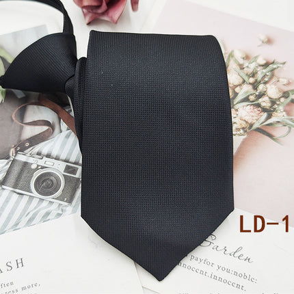 Factory In-Stock Zipper Tie Men's Formal Business 8cm Lazy Tie Red Black Striped Workplace Striped Tie