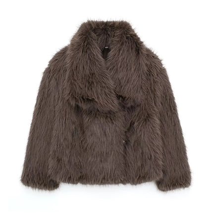 KAOPU ZA fur large lapel imitation fur coat short fashion imitation fox fur coat fluffy plush women's clothing