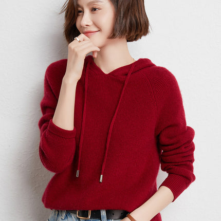 Hooded Knit Sweater for Women 2025 Autumn and Winter New Loose Cable Knit Hooded Sweatshirt Thickened Casual Sweater Base Layer