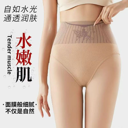 Flower Fairy Water Light Socks Autumn and Winter fleece-lined Thickened Leggings Women's High Waist Abdominal Hip-lifting Pantyhose Light Leg Artifact