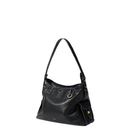 Songshanxia Xunlu Series Hobo Bag New Model Vegetable-Tanned Leather Wide Shoulder Strap Fashionable Versatile Shoulder Bag