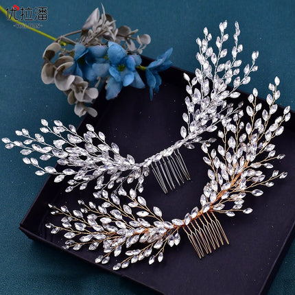 Youlapan European and American Style Silver Shiny Hair Accessories Handmade Rhinestone Hair Comb Chinese Style Banquet Dress Headpiece Wholesale Hp276