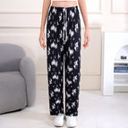 Women's ice silk high-elastic straight-leg pants [black butterfly] / Suitable for 45.00kg -90.00kg