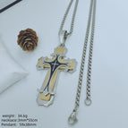 Steel gold pendant + 3mm*55cm pearl chain / S.STEEL