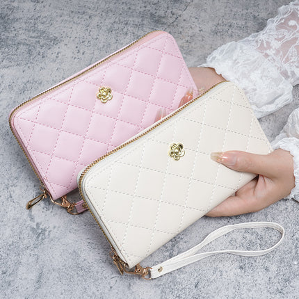New European and American Light Luxury Fresh Small Fragrance Women's Wrist Wallet Card Holder Multi-Card Slot Women's Cross-Border Mobile Phone Bag