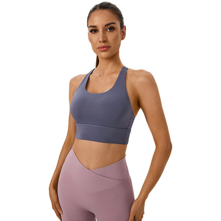 New Yoga Bra for Women, Cross-Back Yoga Bra, Nude, Comfortable, High-Strength Shock-Proof Sports Fitness Top