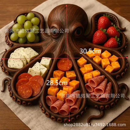 Tray wooden octopus shape creative snacks melon seeds fruit plate platter cross-border new Octopus Charcute