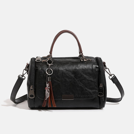 2024 Autumn and Winter New Korean-style Easy-to-fit Retro Shoulder Crossbody Boston Pillow Bag Women's Hand Tassled Bag