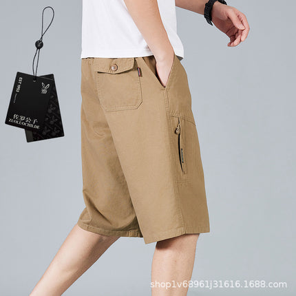 Zorochilde Capri Pants Men's Summer Thin Shorts Pure Cotton Mid-length Pants Outer Wear plus size Workwear Pants Casual Loose