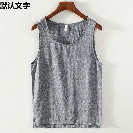 European goods ~ original list, selection of new men's yarn-dyed linen vest youth loose breathable bottoming summer shipment
