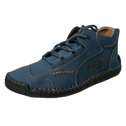 9932 Men's Shoes Short Boots Autumn Sewn Leather Boots High-Top Leather Flats Outdoor Workwear Casual Shoes Large Size Cross-Border Sneakers