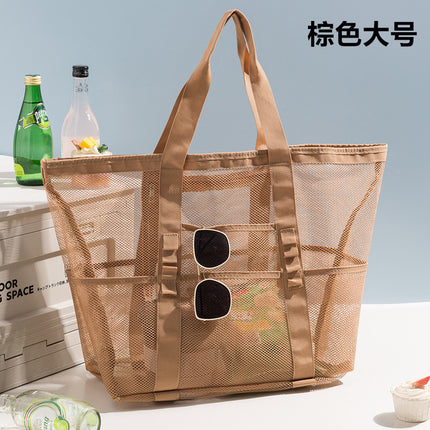 Korean Mesh Beach Bag Large Capacity Swimming Fitness Bag Travel Portable Storage Bag Multi-Pocket Swimsuit Storage Bag