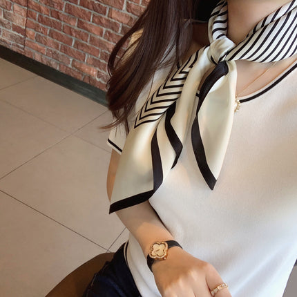Hangzhou Silk 100 Mulberry Silk Scarf Nordic Simple Women 70cm Square Scarf Striped Silk Scarf Scarf Shawl
