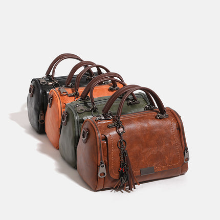 2024 Autumn and Winter New Korean-style Easy-to-fit Retro Shoulder Crossbody Boston Pillow Bag Women's Hand Tassled Bag