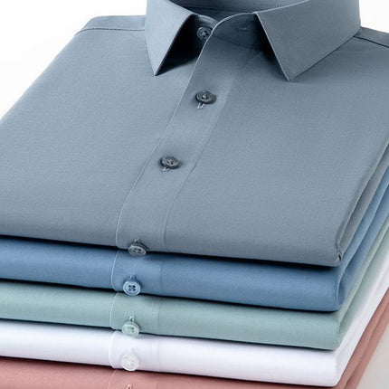 SCS196 Mulberry Silk Men's Shirt Long-sleeved Quality Men's Solid Color Clear Color Business Casual All-match Shirt Shirt