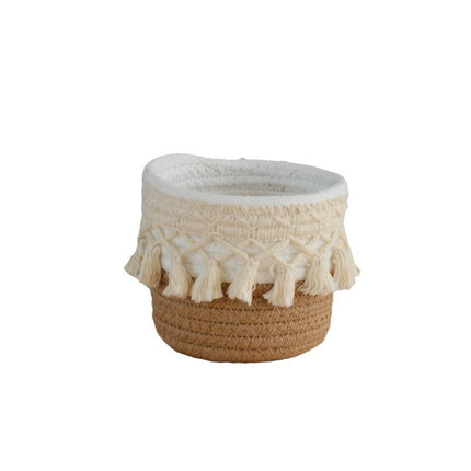 Ins Style Woven Cosmetic Brush Bucket Pen Containers Storage Basket Handmade Cotton Rope Household Desktop Sundries Finishing Storage Basket