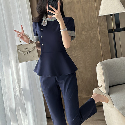 Stewardess Professional Wear Female Summer Fashion Ol Suit Beautician Workwear Sales Department Front Desk Customer Service Reception Workwear
