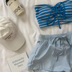 Blue striped bikini + blue beach shorts / Xl 60-67.5kg