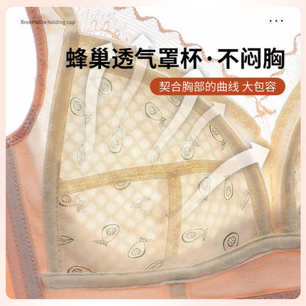 0.3CM Thin Large Cup Underwear Women's No Steel Ring Breathable 44 plus size Bra Push-up Adjustable Lace Hair