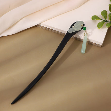 Antique Hairpin Tassel Step Wooden Hairpin Imitation Ebony Headwear Disc Hair Han Clothes Accessories Hair-pulled Ancient Clothes Hair Women