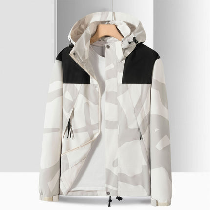 23657 Spring and Autumn Outdoor Men's Color Block Thin Hooded Jacket Xizang Casual Sports Men's and Women's Jacket