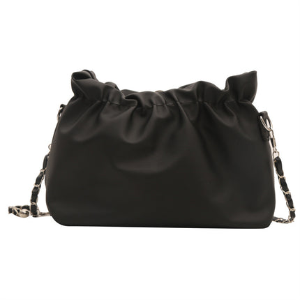 High-End Cross-Body Pleated Niche Mobile Phone Bag Mini Small Bag for Women 2025 New Soft Leather White Bucket Bag