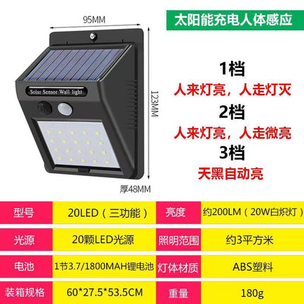 Solar Lamp Outdoor Lighting Garden Lamp Human Body Sensor Super Bright Waterproof Wall Lamp New Rural Home Outdoor Street Lamp