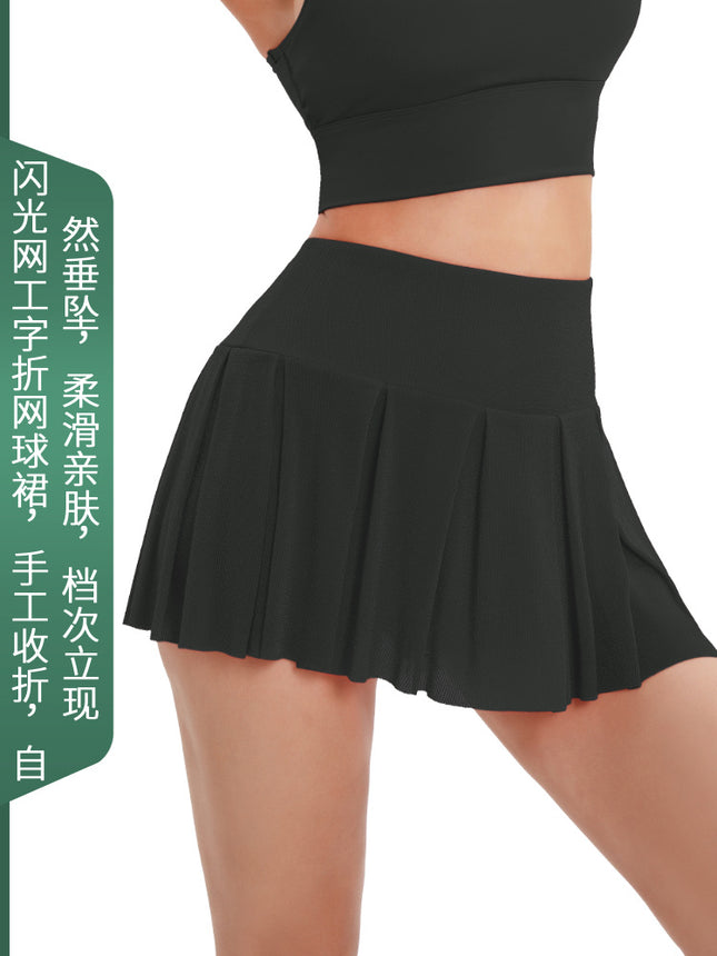 2025 Outdoor Sports Spring and Summer Running Pleated Sports Skirt Women's Yoga Dance Fitness Badminton Tennis Skirt Wholesale