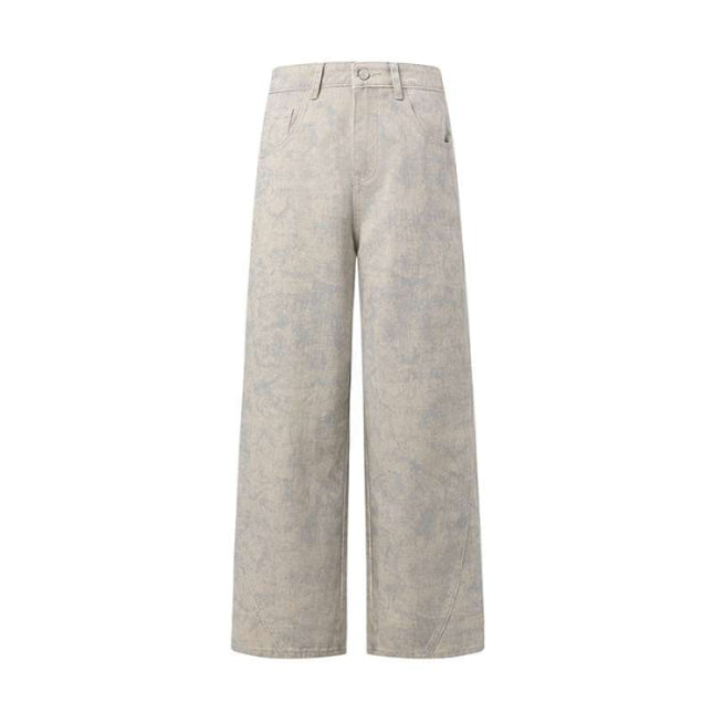 Wholesale Dropshipping Retro Wasteland Style Tie-Dye Wide-Leg Jeans for Women Spring and Summer Loose Casual Straight Pants