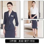 Gray suit + skirt + shirt / S