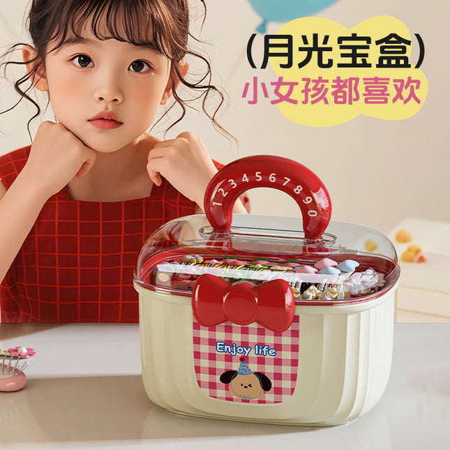 Dopamine Hair Jewelry Box Children's Cartoon Double Layer with Separated Large Capacity Hairpin Jewelry Plastic Portable Storage Box