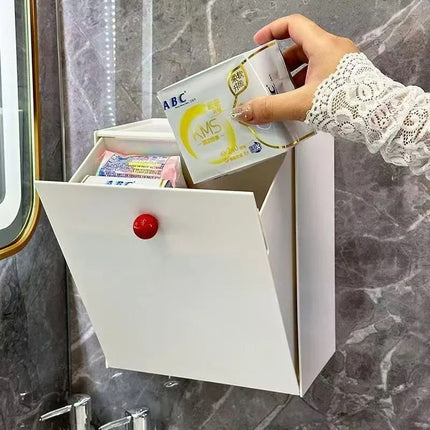 Sanitary napkin storage box wall-mounted household bathroom toilet aunt towel waterproof non-perforated tissue box storage rack